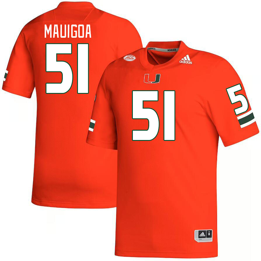 Men #51 Francisco Mauigoa Miami Hurricanes College Football Jerseys Stitched-Orange